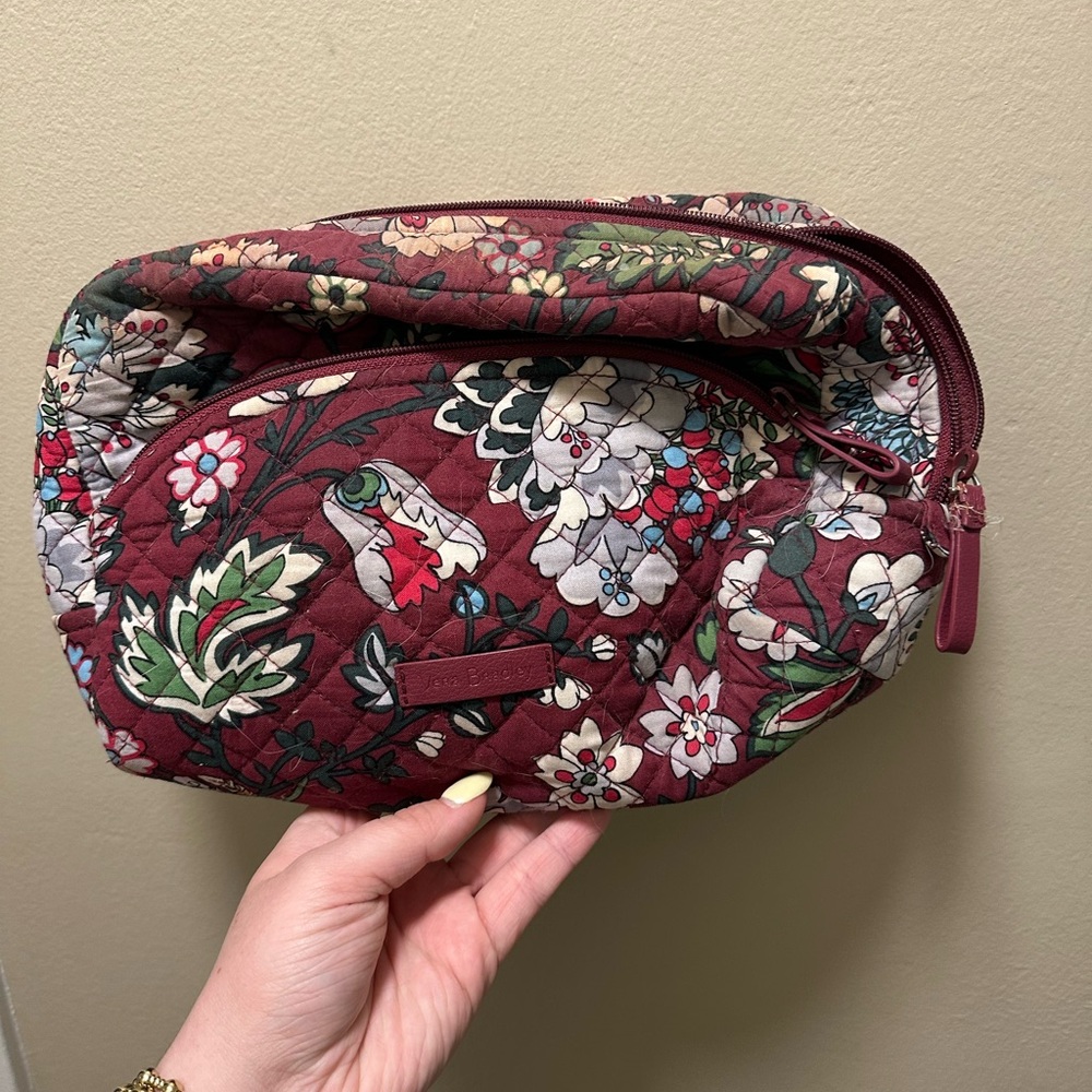 Vera Bradley Floral Burgundy Makeup Bag